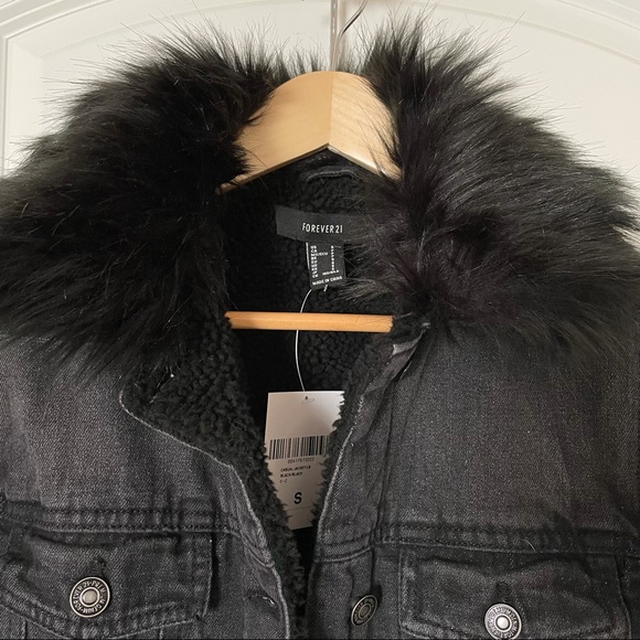 Forever 21 Faux Fur Denim Jacket - Picture 2 of 5